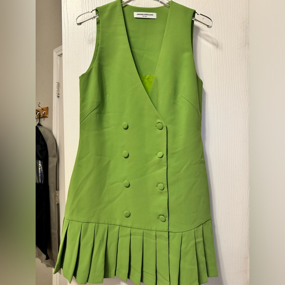 Amanda Uprichard Vibrant Green Double-Breasted Mini Dress - Size Small
